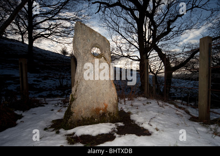 Gronw Llech, una pietra ha affermato di essere legato al Mabinogion Foto Stock