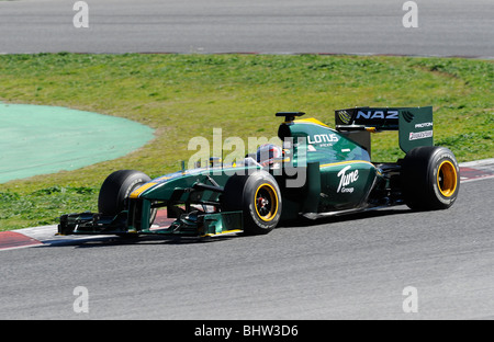 Jarno Trulli alla guida per la Lotus Racing team durante i test sul Circuito de Catalunya, Montmelo, Spagna 2010 Foto Stock