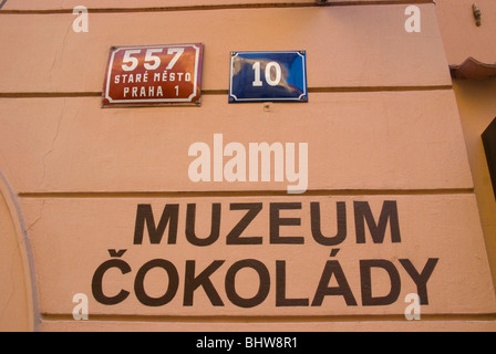 Choco storia il museo del cioccolato via Celetna città vecchia Praga Repubblica Ceca Europa Foto Stock