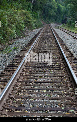 Le ferrovie rurali della Virginia Occidentale sopraelevate dall'alto basso angolo immagini foto foto ad altissima risoluzione verticale negli Stati Uniti ad alta risoluzione Foto Stock