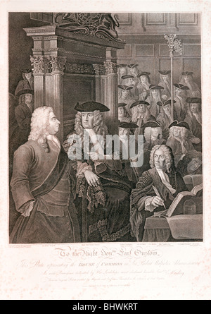 La House of Commons (Sir Robert Walpole Administration), XVIII secolo. Artista: Un Fogg Foto Stock