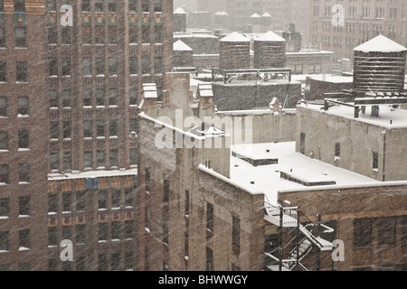 Tempesta di neve in New York City Foto Stock