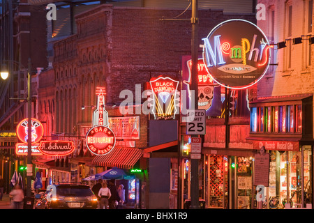 Beale Street, casa dei blues, Memphis, Tennessee Foto Stock