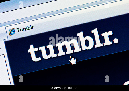 Macro screenshot del sito web Tumblr - Il microblogging internet o 'tumblelog piattaforma". Solo uso editoriale. Foto Stock