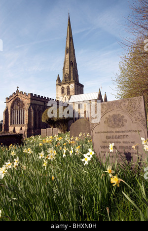 St Oswalds chiesa Ashbourne Derbyshire Foto Stock