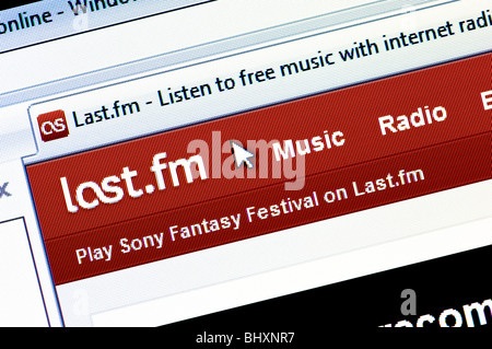 Screenshot di macro di Last.fm - sito internet musica radio e il sito di social networking. Solo uso editoriale. Foto Stock