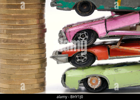 Rotto auto in miniatura, symbolphoto bonus di demolizione Foto Stock