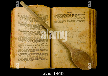 Vecchio libro di cucina Foto Stock