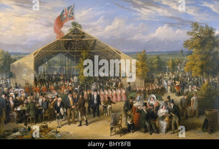 'L'annuale festa di licenza di fornitori di provviste di bordo' School', 1831. Artista: EF Lambert Foto Stock