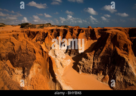 Spiaggia Praia Morro Branco scogliere e labirinti, Ceara Stato, Nordest del Brasile. Foto Stock