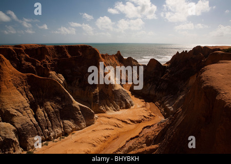 Spiaggia Praia Morro Branco scogliere e labirinti, Ceara Stato, Nordest del Brasile. Foto Stock