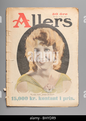 Swedish Allers magazine dal 1930 con l'attrice Jeanette MacDonald sul coperchio. Foto Stock