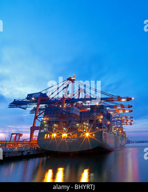 Un container nel porto di Amburgo, in Germania il 2 gennaio 2010. Foto Stock