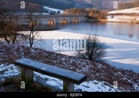 Un mattino invernale accanto al serbatoio Ladybower nel Parco Nazionale di Peak District. Foto Stock