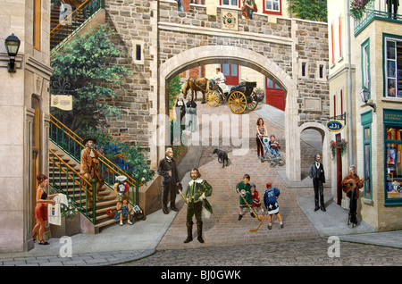 Dettaglio della pittura murale di cittadini del Quebec Quebec City, in Canada Foto Stock