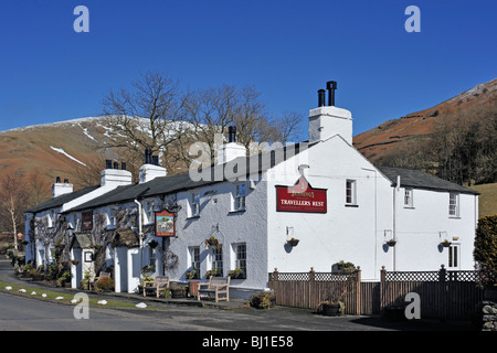 I viaggiatori Rest Inn. Grasmere, Lake District Nazione Park, Cumbria, England, Regno Unito, Europa. Foto Stock