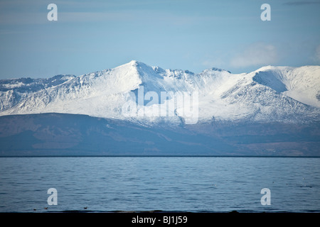 Capra cadde sull'isola di Arran coperti da mostrare in inverno. Fotografato da Irvine Harbour. Foto Stock