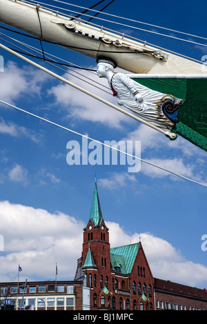 Polena di Rickmer Rickmers, Svedese Mariner's chiesa Chiesa Gustaf-Adolf, Amburgo, Germania Foto Stock