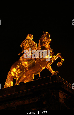 Dresden Goldener Reiter Nacht - Dresda Golden Knight notte 16 Foto Stock