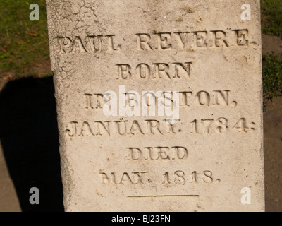 La tomba di Paul Revere nel granaio sepoltura in Boston Massachusetts, STATI UNITI D'AMERICA Foto Stock