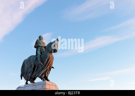 Statua di Re Roberto Bruce al Borestone, Bannockburn, Stirling, Scozia, Regno Unito. Foto Stock