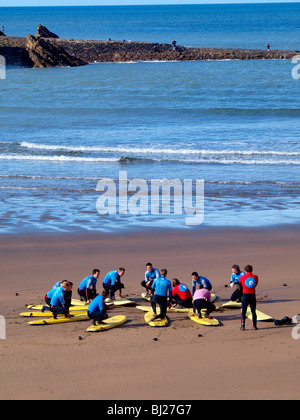 Scuola di Surf, Bude, Cornwall Foto Stock