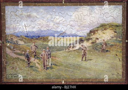 Puzzle di golfisti su Prestwick golf, Scozia, c1914. Artista: sconosciuto Foto Stock