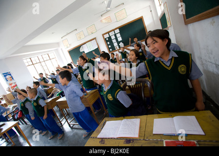 Gli studenti del Villaggio dei Bambini Tibetani, Chauntra, India Foto Stock