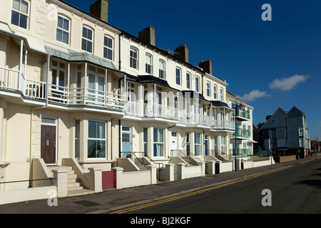 Case sul lungomare a Hythe,Kent Foto Stock