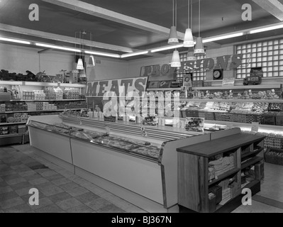 Nuovo Lodge Road Co-op self service supermercato, Barnsley, South Yorkshire, 1957. Artista: Michael Walters Foto Stock