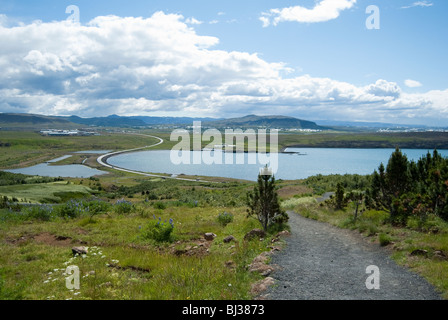 Vista da Mt. Esja, a sud-ovest di Islanda Foto Stock