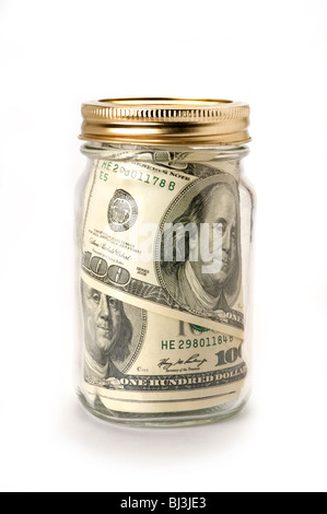 Denaro a mason jar Foto Stock