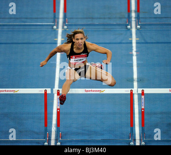 Donna ostacoli, da sinistra a destra: Lolo Jones USA, Sparkassen-Cup 2010 torneo sportivo, alla Hanns-Martin-Schleyer-Halle sport Foto Stock