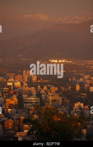 Atmosfera serale, Santiago de Chile, Cordigliera de los Andos, Cile, Sud America Foto Stock