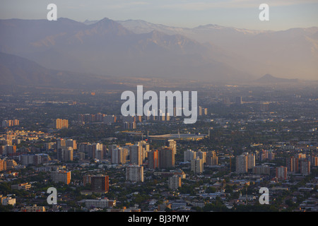 Atmosfera serale, Santiago de Chile, Cordigliera de los Andos, Cile, Sud America Foto Stock