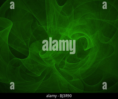 Abstract frattale con velo di colore verde su sfondo nero Foto Stock