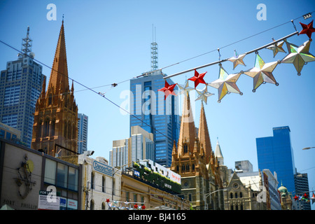 Le decorazioni di Natale a Melbourne, Victoria, Australia Foto Stock