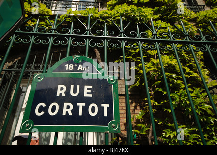 Rue Cortot Parigi Montmartre Francia Foto Stock