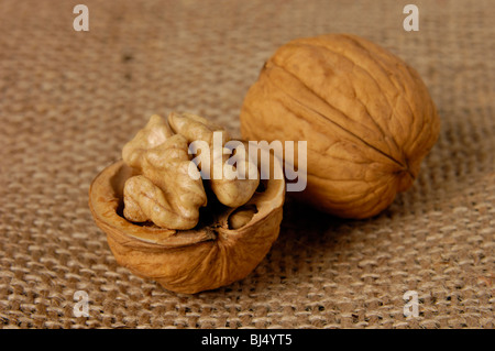 Noce closeup su saccheggi background artistico ancora alimentare la vita Foto Stock