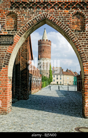 Città vecchia di fortificazioni con Dammtor di Jueterbog, Jüterbog, Flaeming, Brandeburgo, Germania Foto Stock