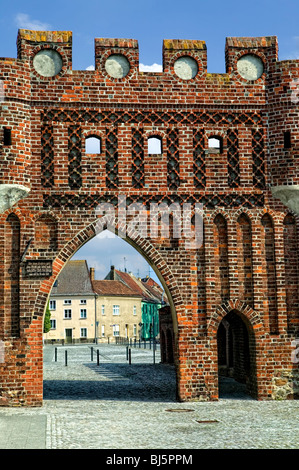 Città vecchia di fortificazioni con Dammtor di Jueterbog, Jüterbog, Flaeming, Brandeburgo, Germania Foto Stock