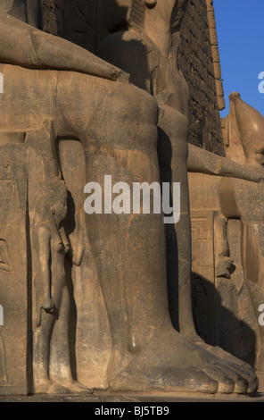 Ramesse II. Dettaglio della sua gamba. Nuovo Regno. Tempio di Luxor. L'Egitto. Foto Stock