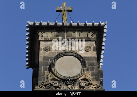 Dettagli architettonici della chiesa di Caledonia Road progettata dall'architetto Alexander 'Greek' Thomson, Glasgow, Scozia, Regno Unito Foto Stock