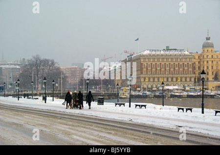 Stoccolma, Svezia, in nevicata Foto Stock