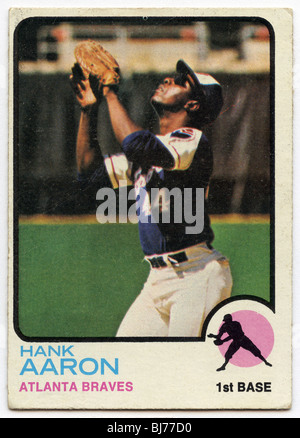 Collezionabili scheda di baseball - Hank Aaron di Atlanta Braves Foto Stock