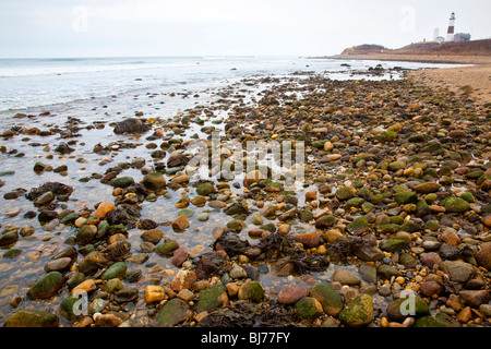 Montauk Point Lighthouse negli Hamptons, Long Island, New York Foto Stock