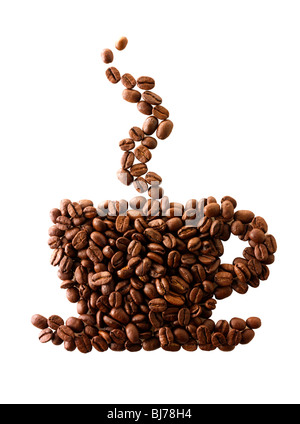 I chicchi di caffè nella forma di una tazza di caffè. Stock Photo Foto Stock