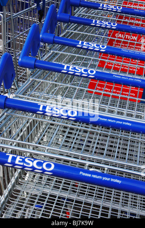 Tesco carrelli di shopping Foto Stock