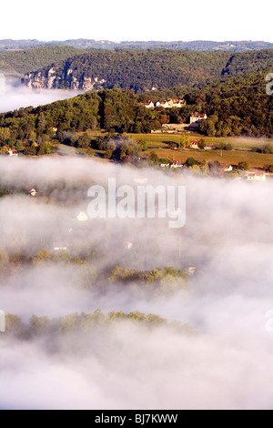 La Dordogne da Domme; Dordogne; a sud ovest della Francia; l'Europa Foto Stock