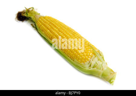 Tutoli di mais isolato su bianco Foto Stock